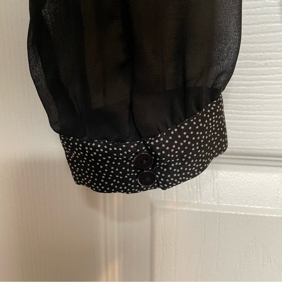 The Kooples Lace Up Sheer Blouse in Black S - Picture 7 of 8